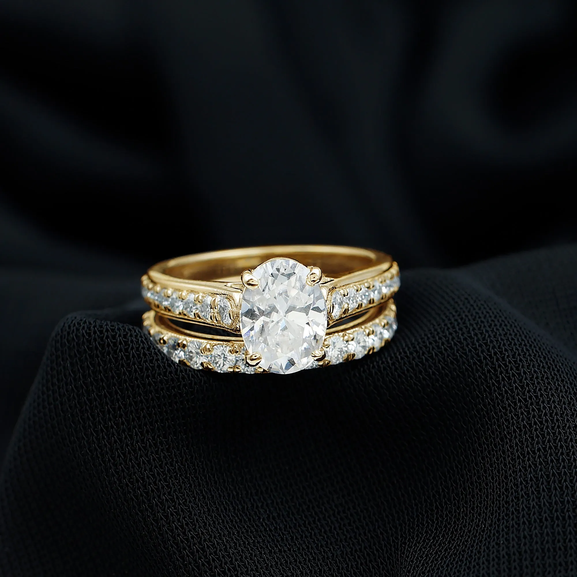 Certified Moissanite Wedding Ring Set