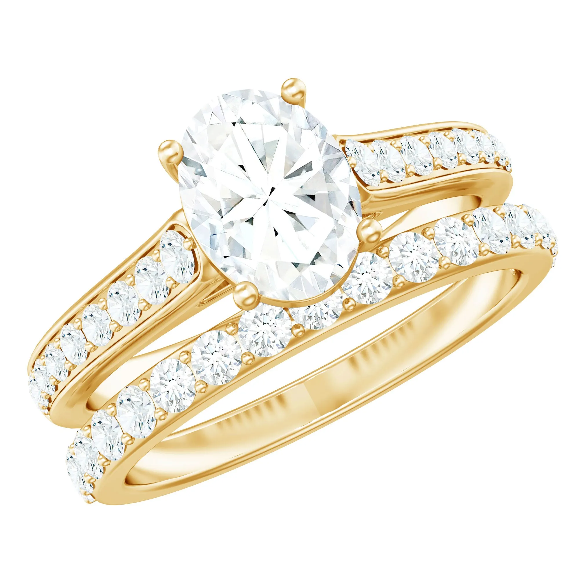 Certified Moissanite Wedding Ring Set
