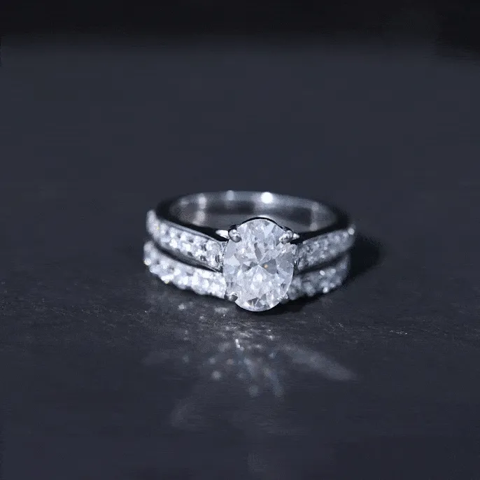 Certified Moissanite Wedding Ring Set