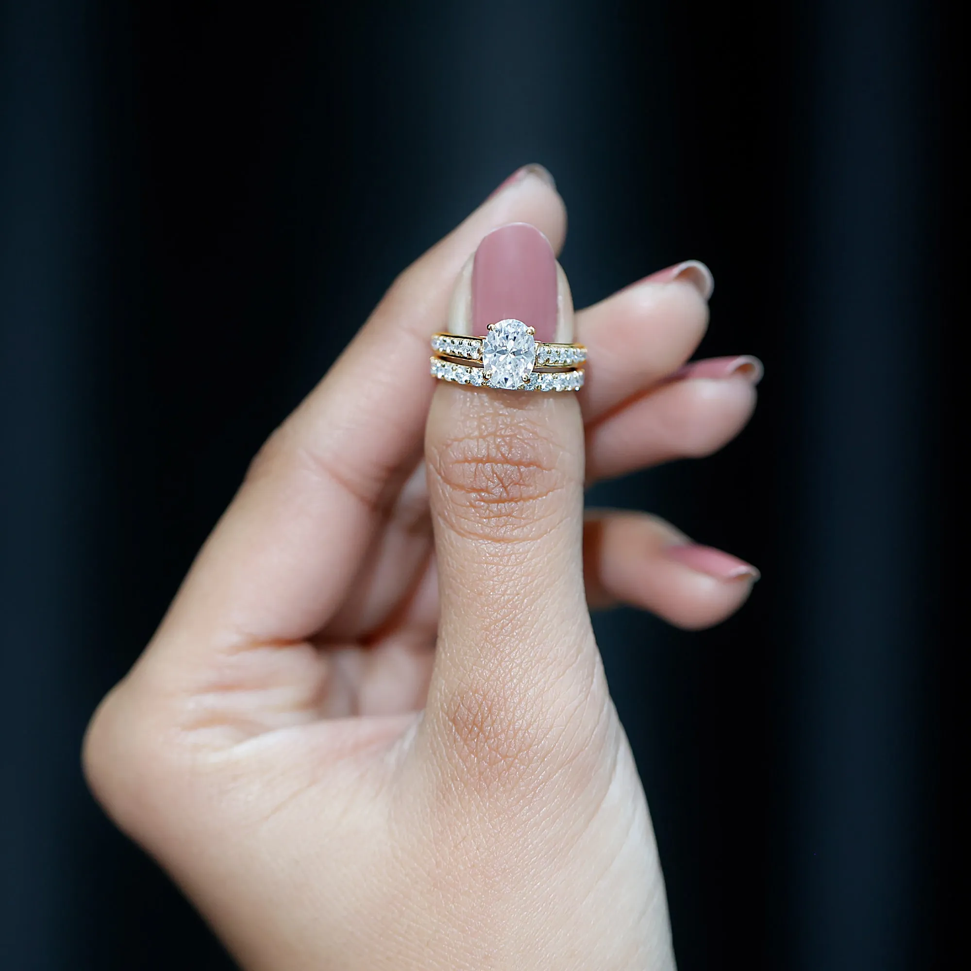 Certified Moissanite Wedding Ring Set