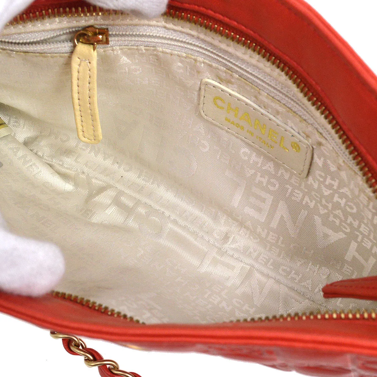 CHANEL 2003-2004 Icon Handbag Coral Pink Lambskin 15713