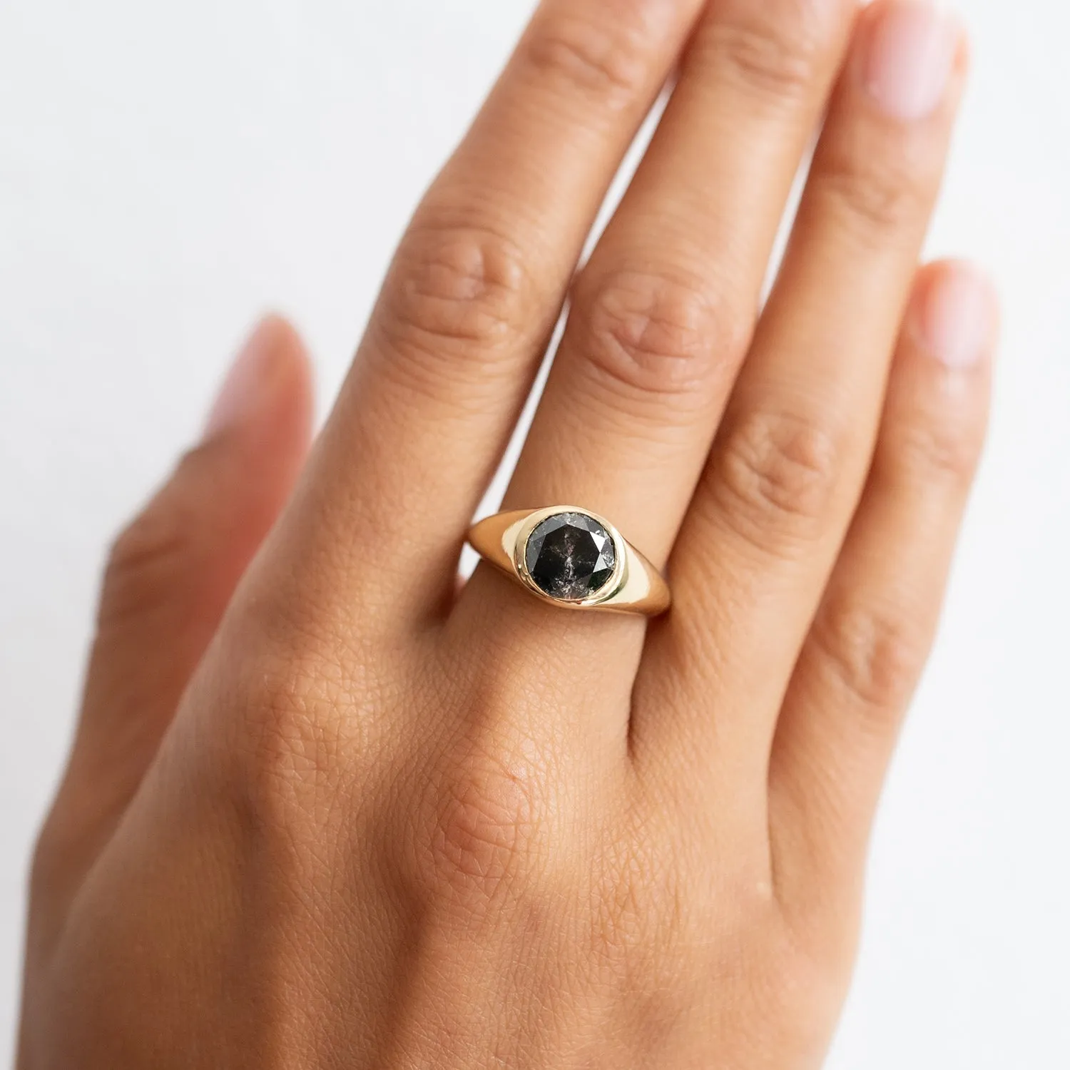 Charcoal Diamond Signet Ring