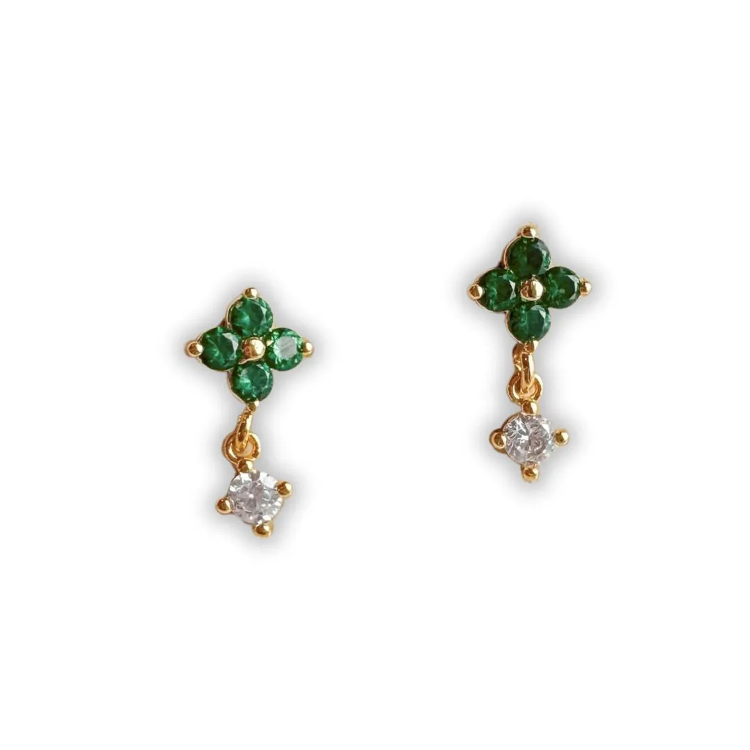 Charlotte Drop Tiny Stud Earrings - Emerald