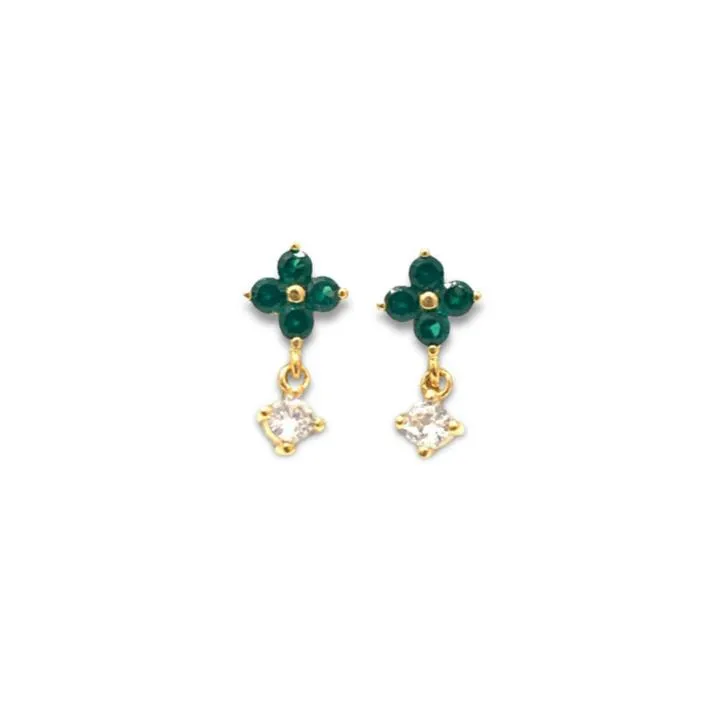 Charlotte Drop Tiny Stud Earrings - Emerald