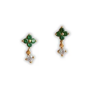 Charlotte Drop Tiny Stud Earrings - Emerald