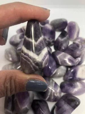 Chevron Amethyst Banded Dogtooth 1 1/2- 2 inch polished Trumble Stones Crystal