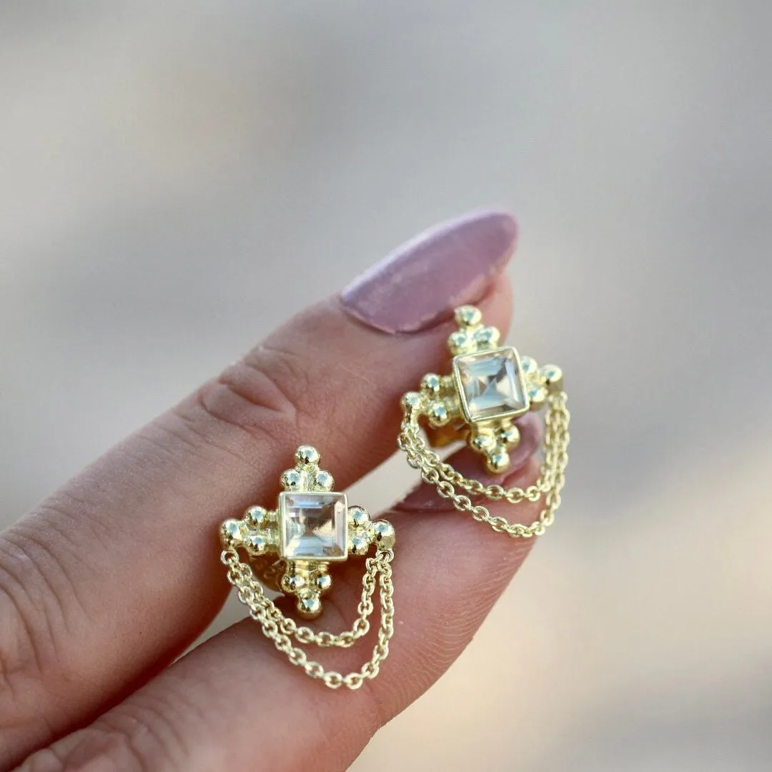 Chloe Citrine Studs 14K Gold Vermeil