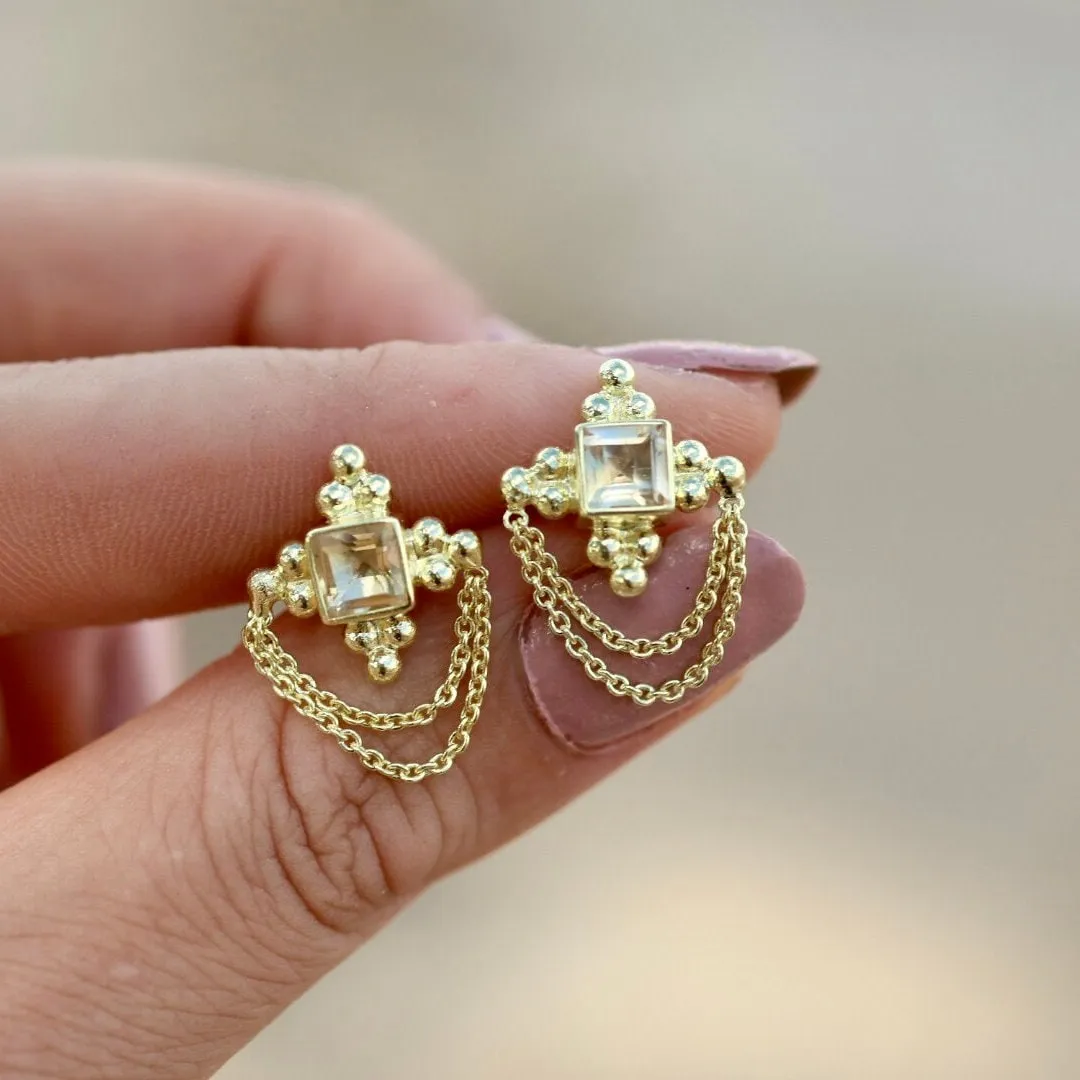 Chloe Citrine Studs 14K Gold Vermeil