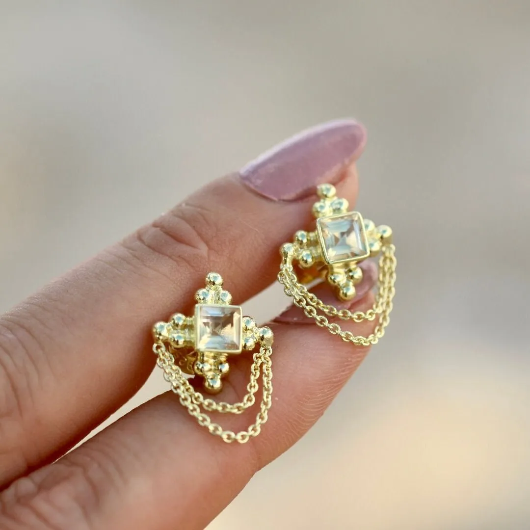 Chloe Citrine Studs 14K Gold Vermeil