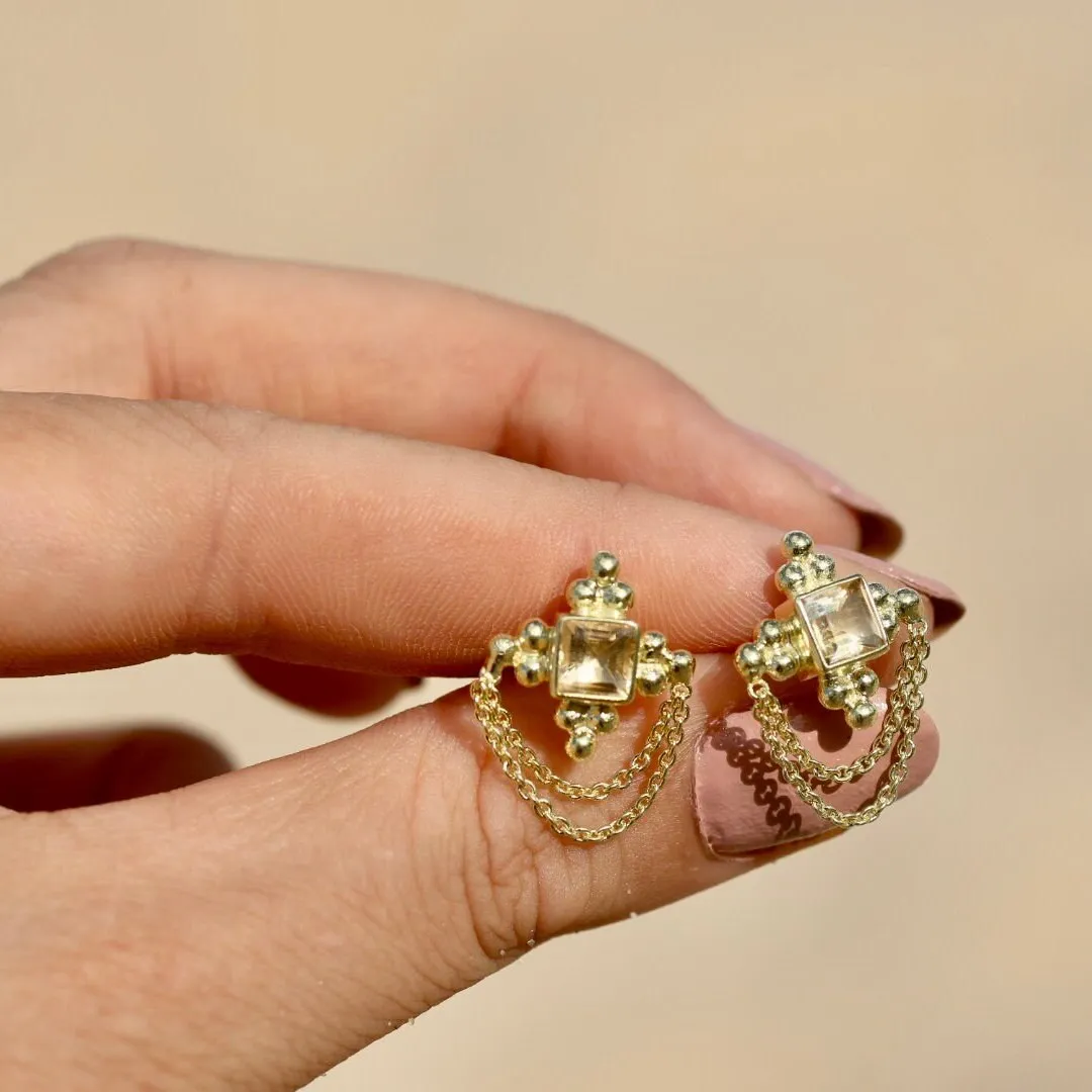 Chloe Citrine Studs 14K Gold Vermeil