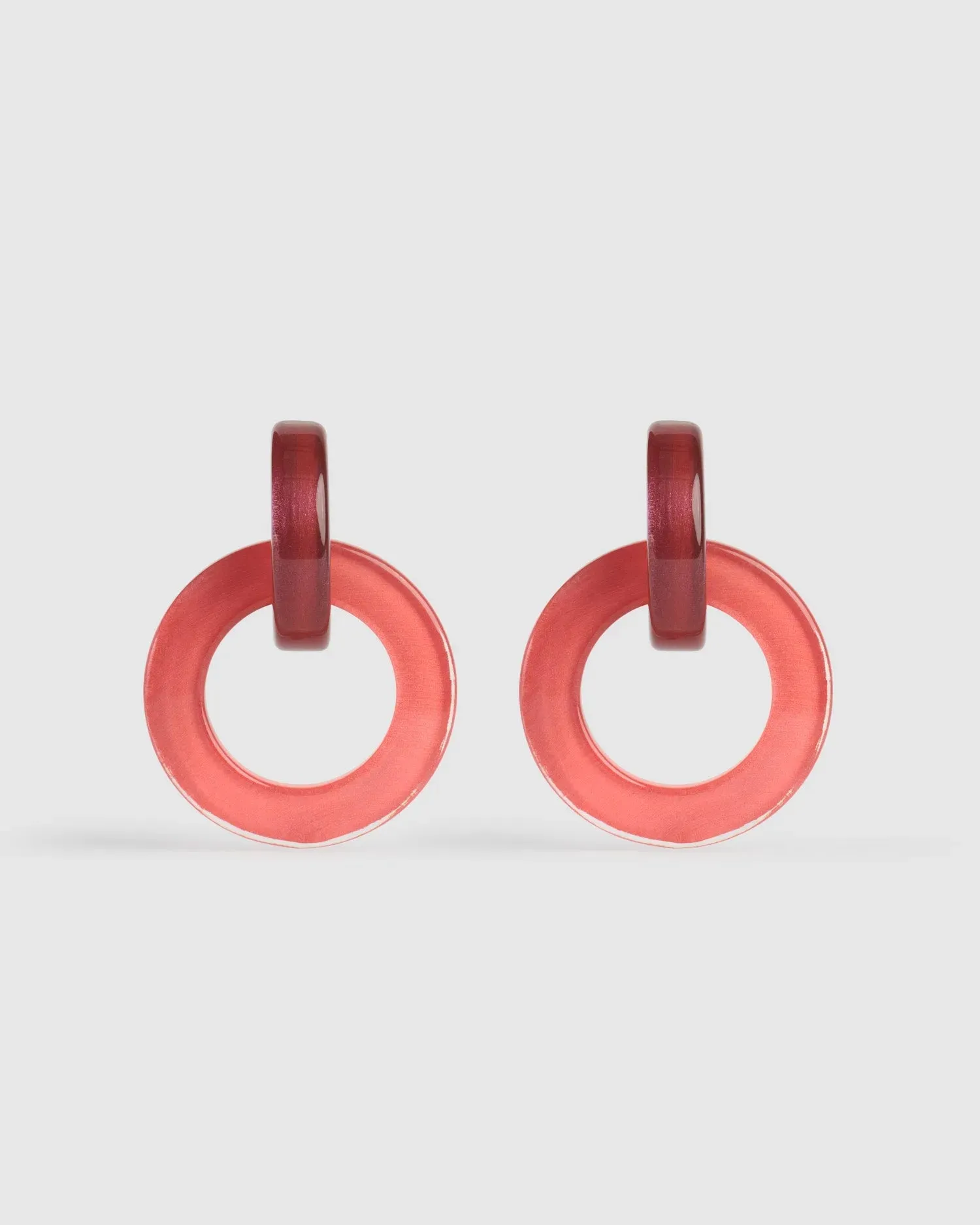 Circle Duet Earrings, Coral