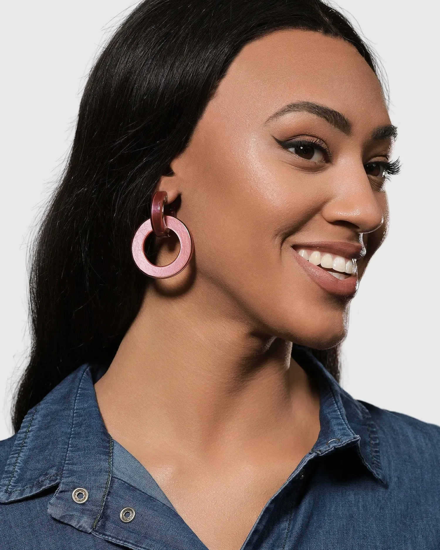 Circle Duet Earrings, Coral