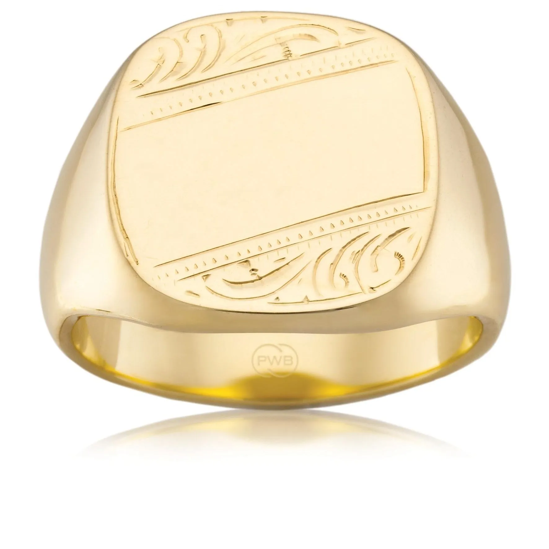 Circular Gold Signet Ring with Pattern