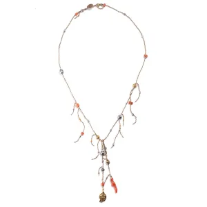 Coral and Gold "Y" Collar