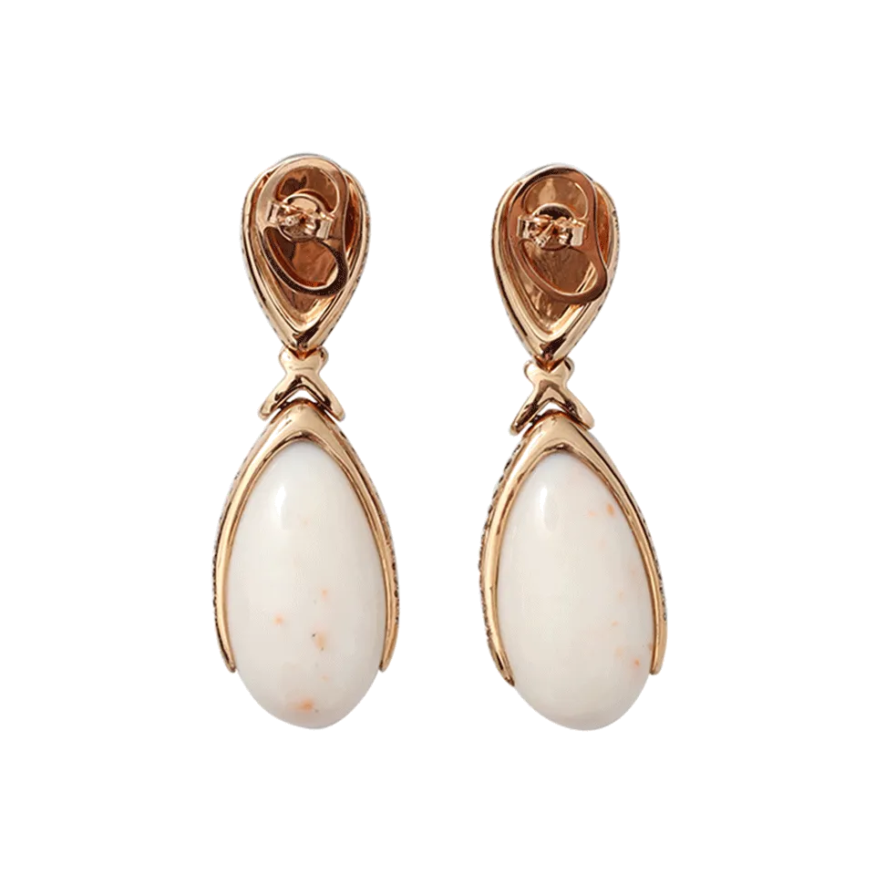Coral And Moonstone Drop Earrings
