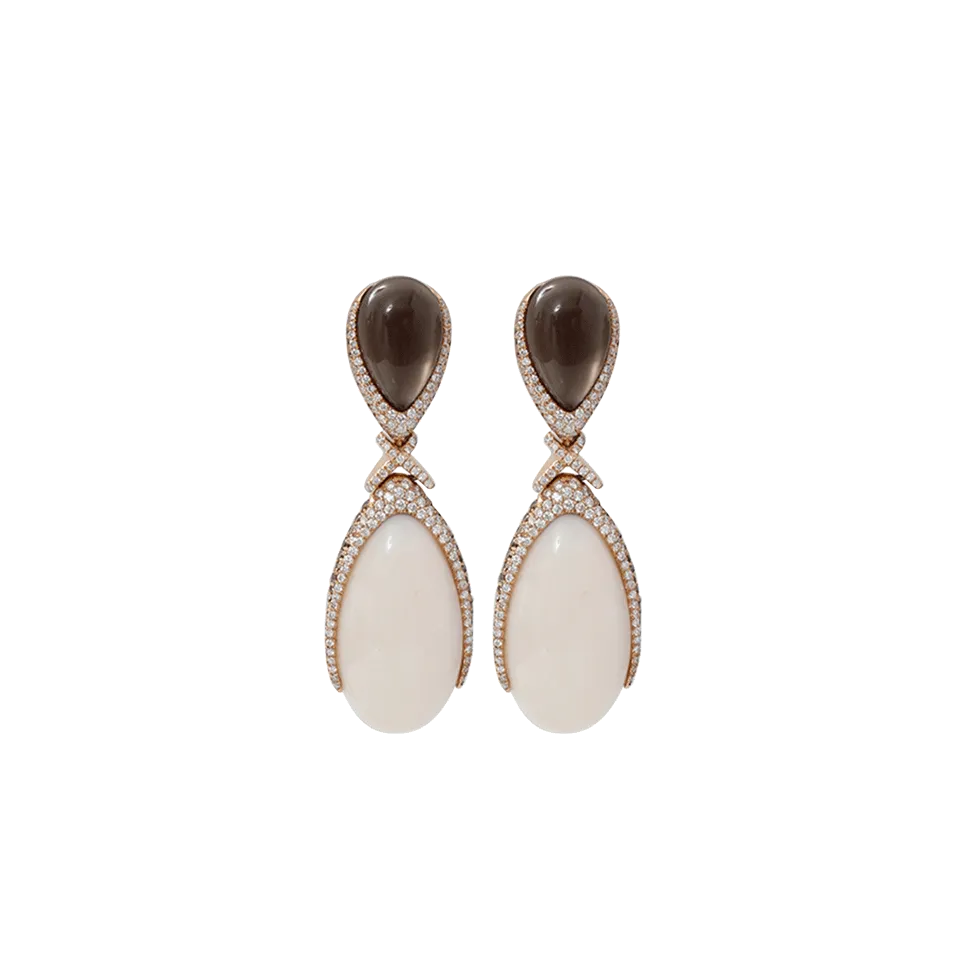 Coral And Moonstone Drop Earrings