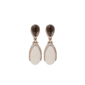 Coral And Moonstone Drop Earrings