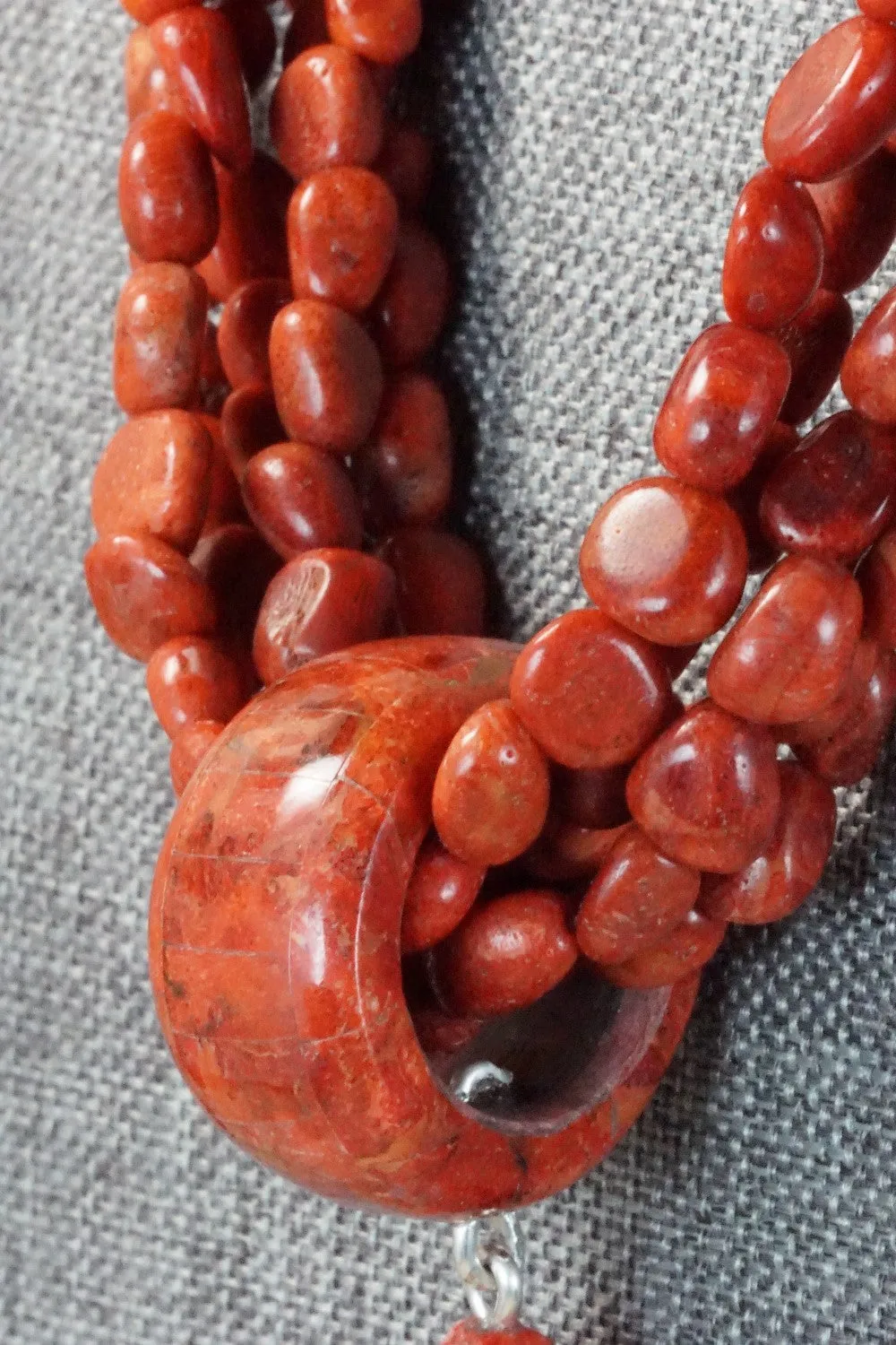 Coral, Multi Stone Pendant & Sterling Silver Necklace - Chris Nieto