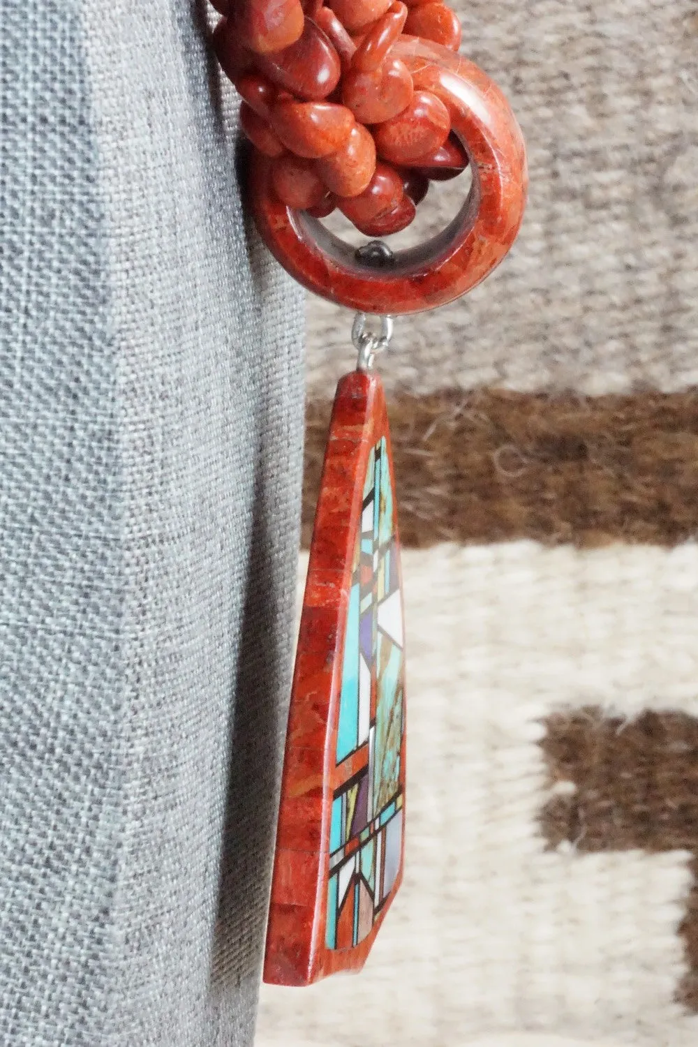 Coral, Multi Stone Pendant & Sterling Silver Necklace - Chris Nieto