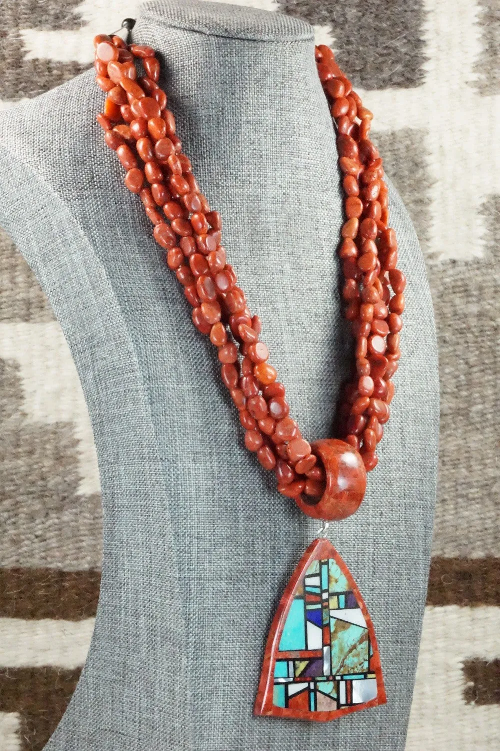 Coral, Multi Stone Pendant & Sterling Silver Necklace - Chris Nieto
