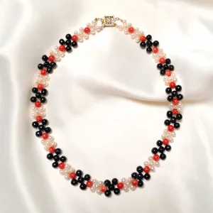 Coral, Pearl and Jade Necklace