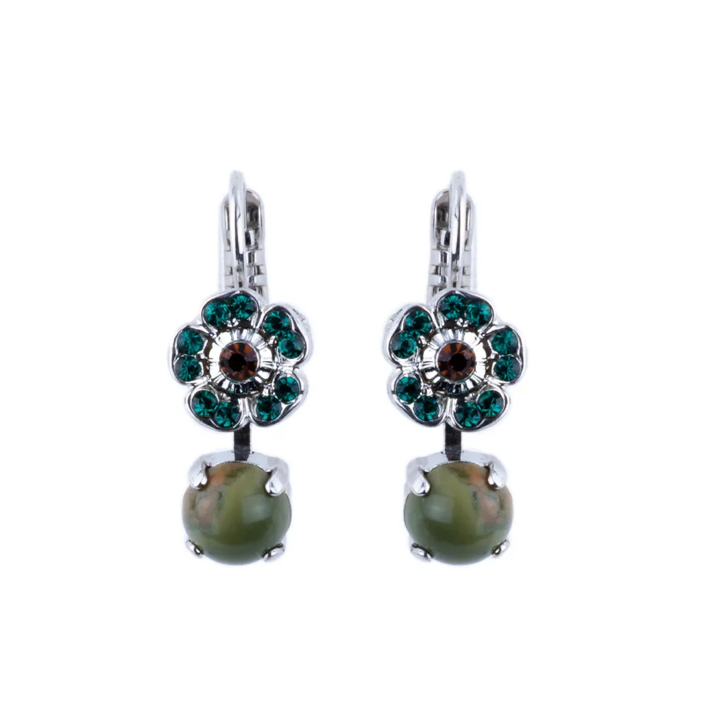 Cosmos Drop Leverback Earrings in "Deep Forest" *Custom*
