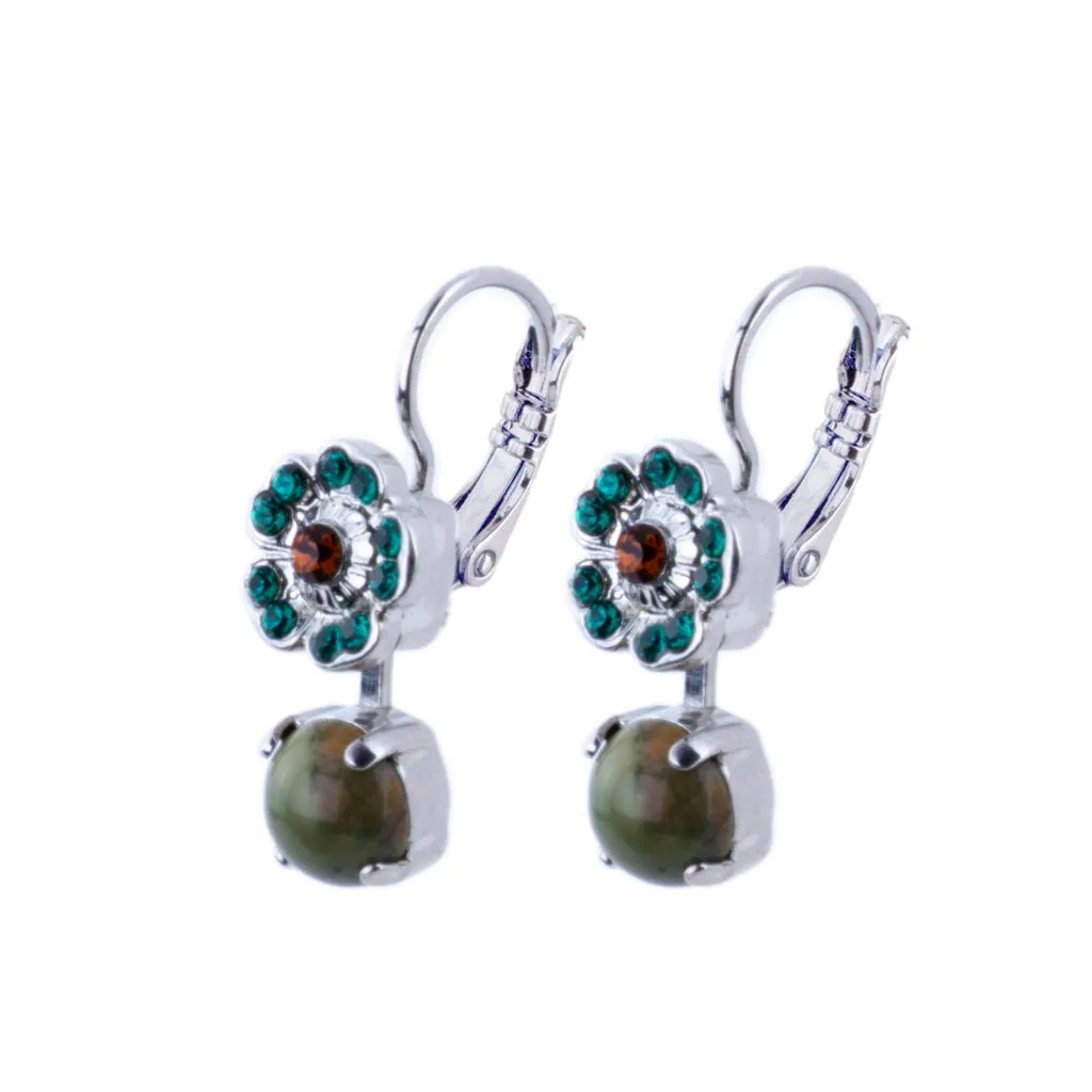 Cosmos Drop Leverback Earrings in "Deep Forest" *Custom*