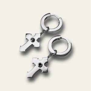 Cross Aiguisé Earrings with Zircon gemstone SILVER 925