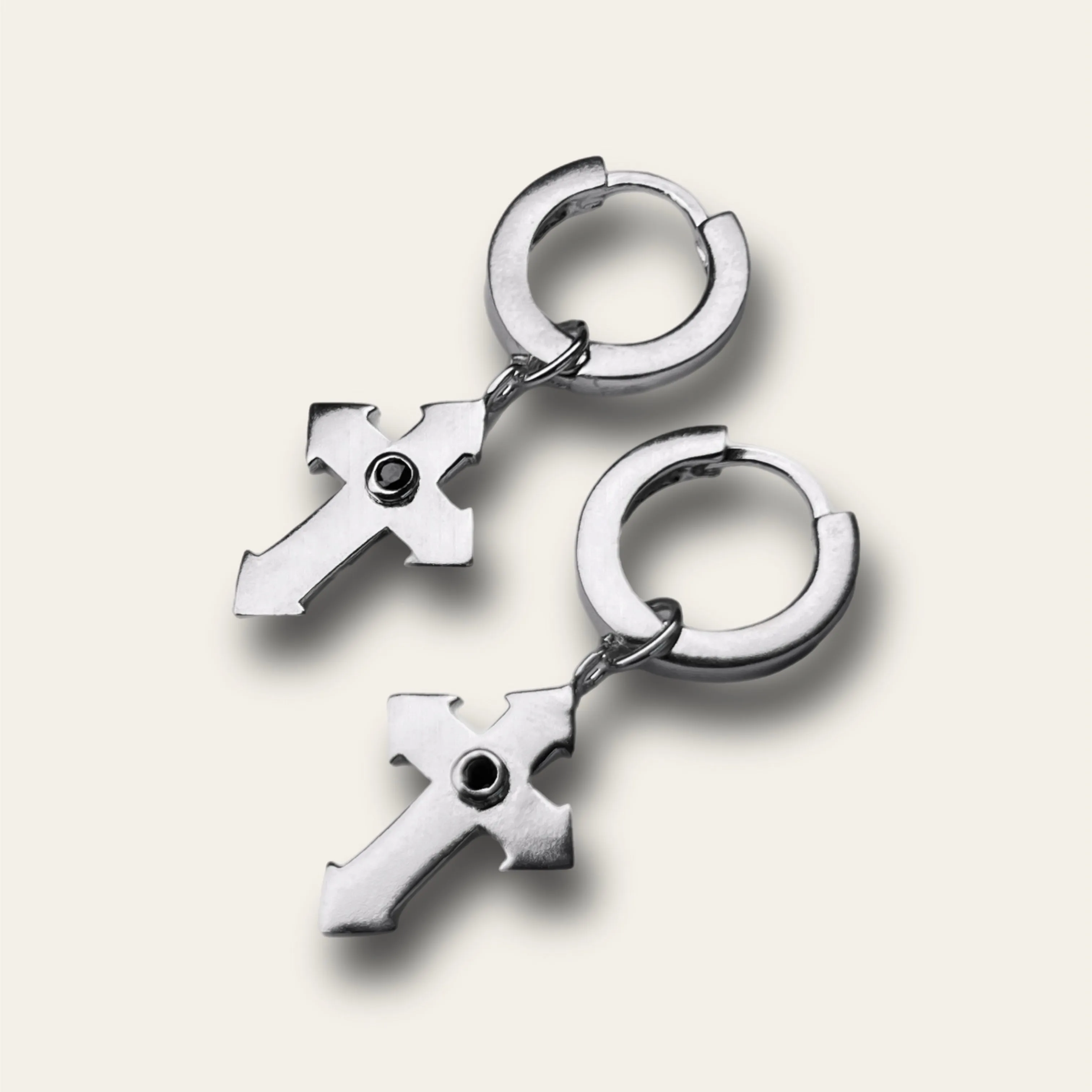 Cross Aiguisé Earrings with Zircon gemstone SILVER 925