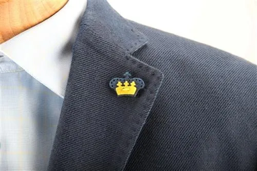Crown Lapel Pin - Mission Blue with Huckleberry Yellow