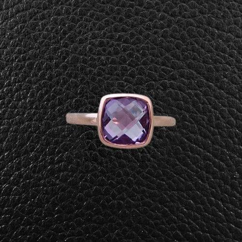 Cushion cut Amethyst & Diamond Ring
