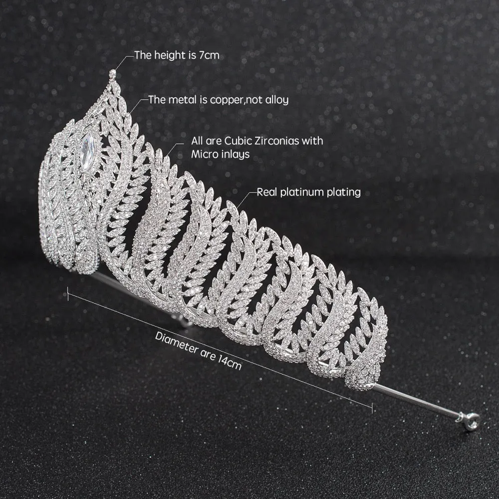CZ Cubic Zirconia Wedding Bridal Royal Tiara Diadem Crown CH10132