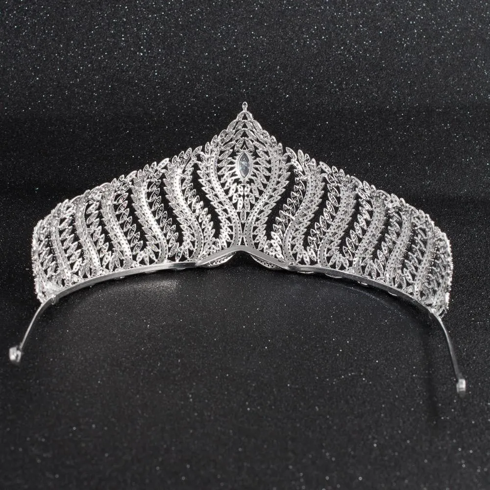 CZ Cubic Zirconia Wedding Bridal Royal Tiara Diadem Crown CH10132