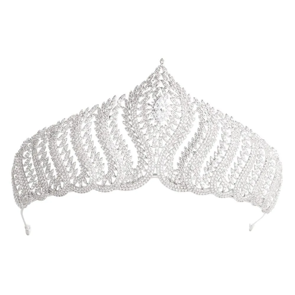CZ Cubic Zirconia Wedding Bridal Royal Tiara Diadem Crown CH10132