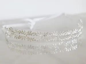 Delicate Silver Fern Leaf Crown - Tie Headband, Crown