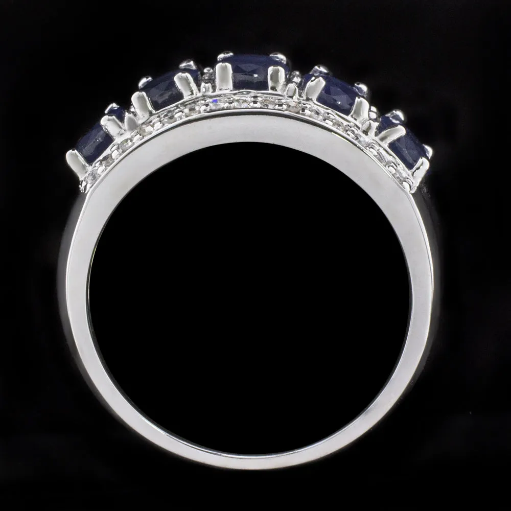 DESIGNER SAPPHIRE DIAMOND COCKTAIL BAND VINTAGE EFFY RING 2.75 CARAT WIDE BLUE