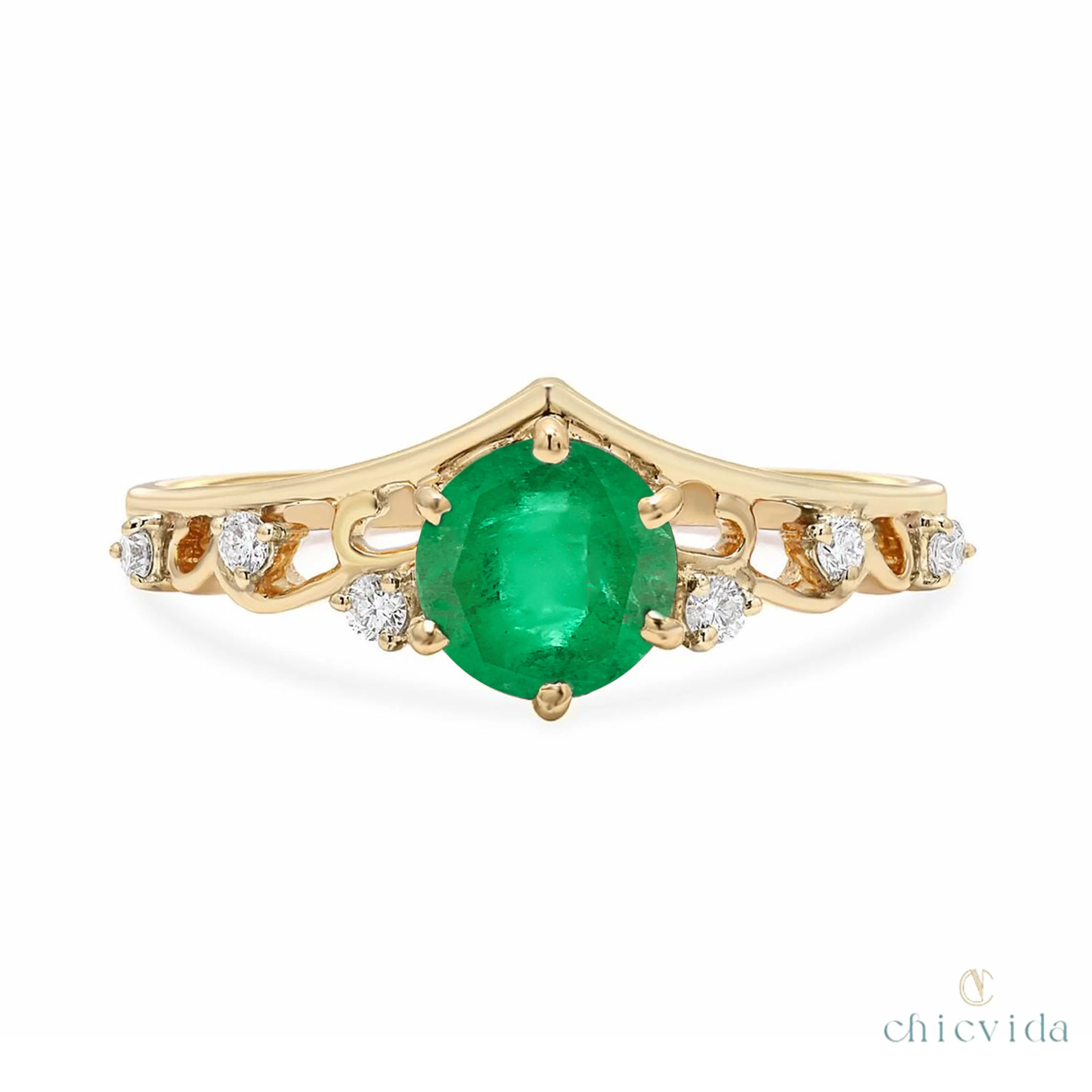 Diadem Emerald Ring