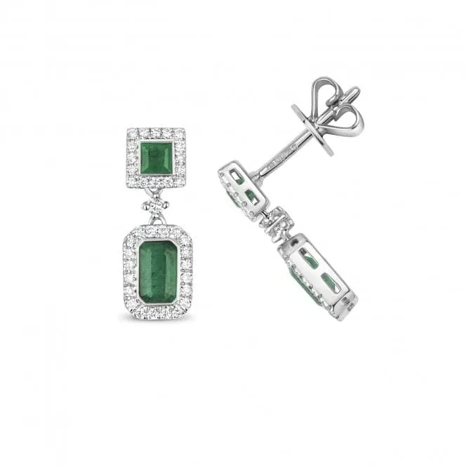 Diamond And Emerald Drop Earrings ED253WE
