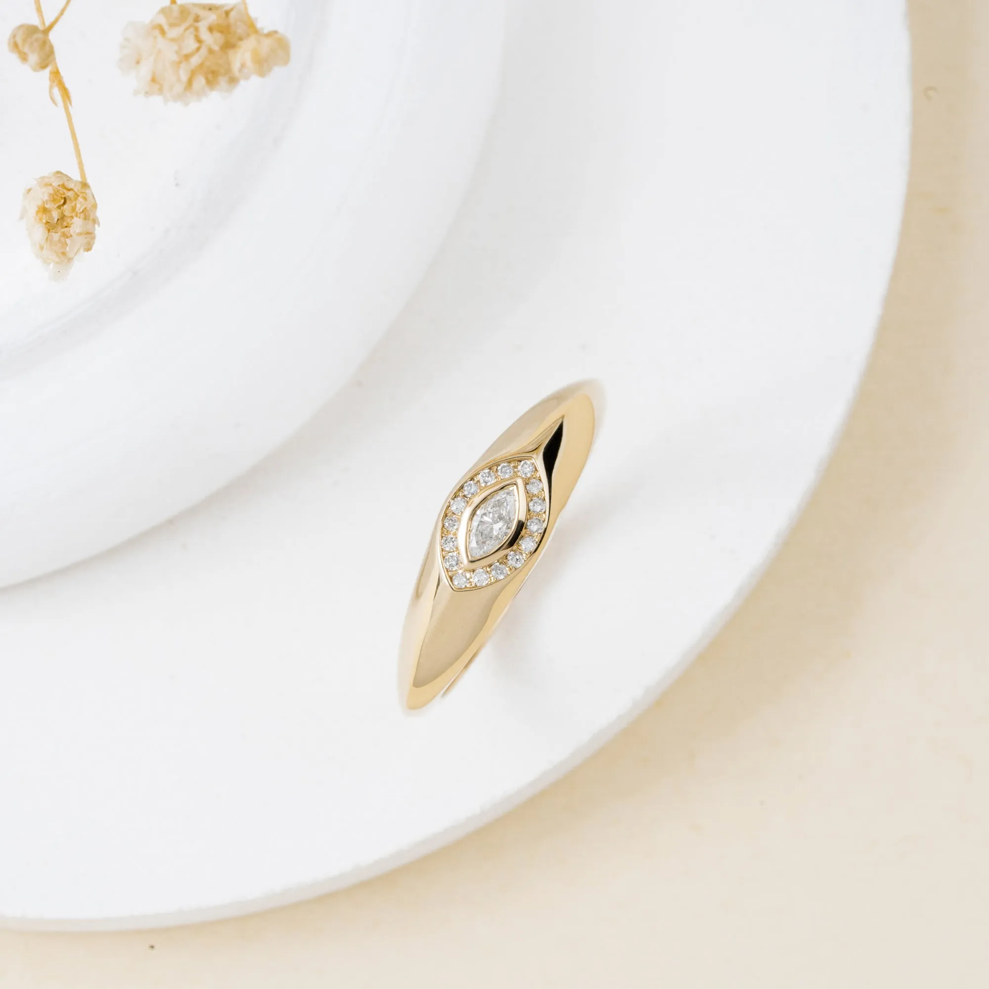 Diamond Evil Eye Signet Ring, Gracelyn