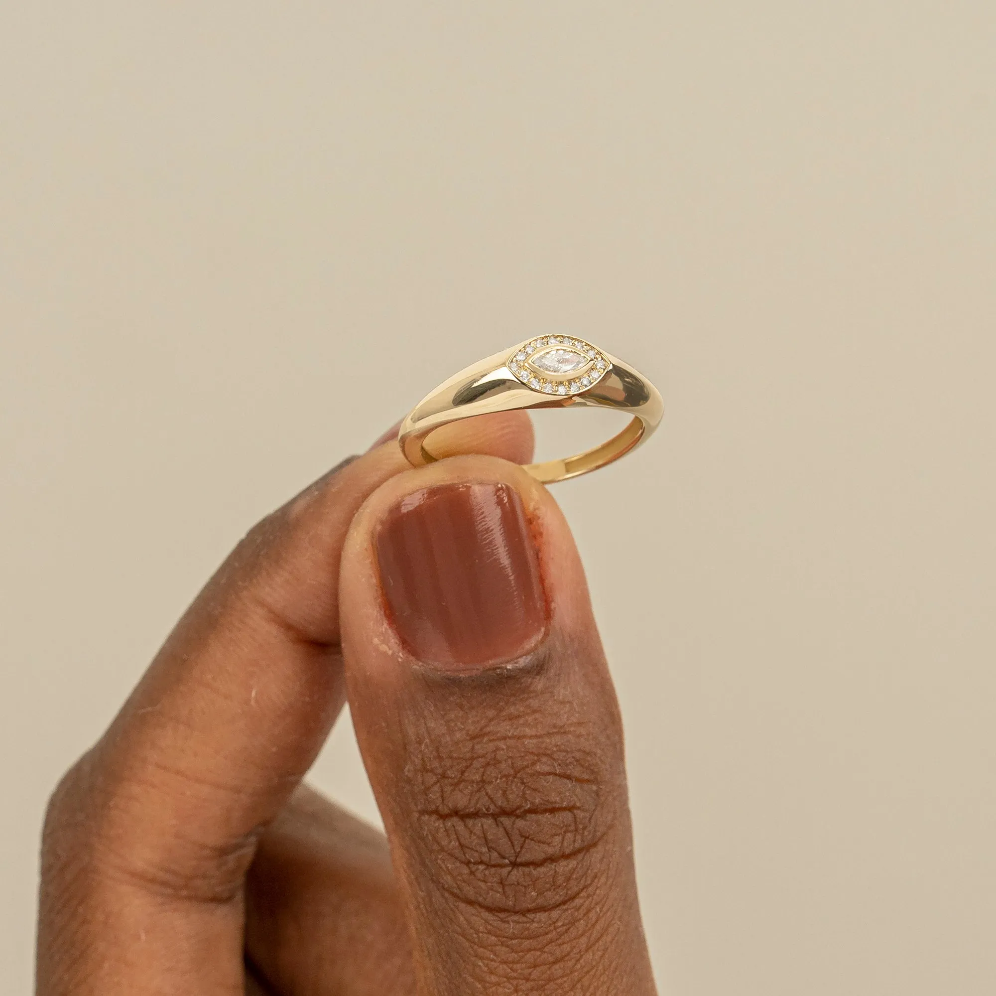Diamond Evil Eye Signet Ring, Gracelyn