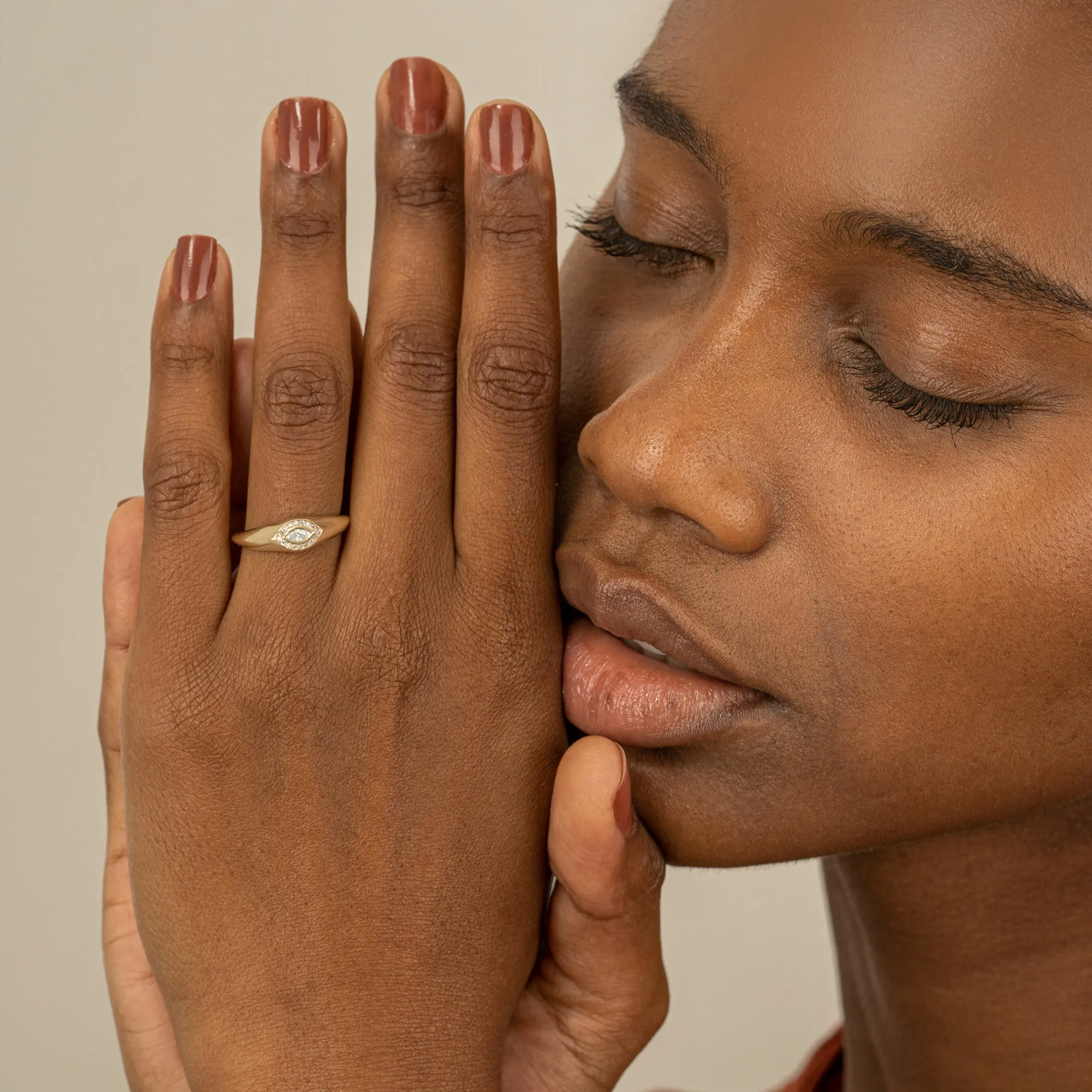 Diamond Evil Eye Signet Ring, Gracelyn