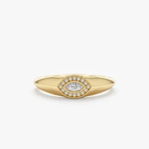 Diamond Evil Eye Signet Ring, Gracelyn