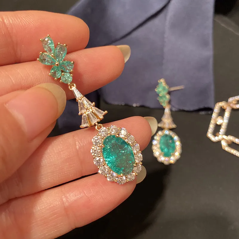 Earrings Emerald Earrings 925 Silver Needle