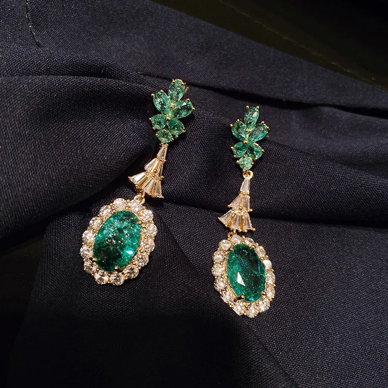 Earrings Emerald Earrings 925 Silver Needle