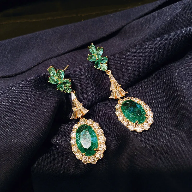 Earrings Emerald Earrings 925 Silver Needle