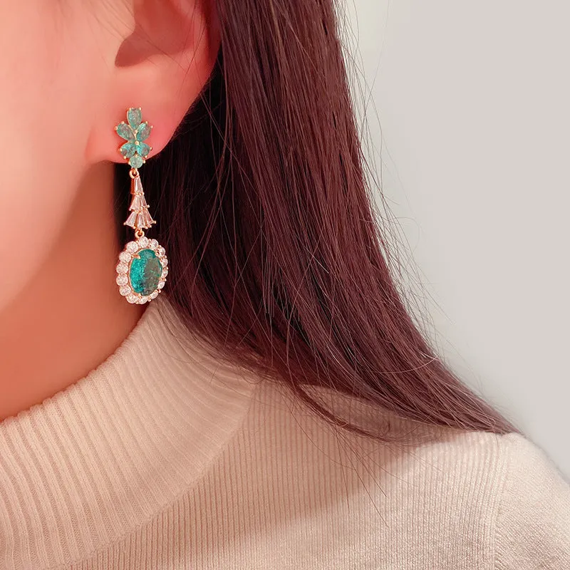 Earrings Emerald Earrings 925 Silver Needle