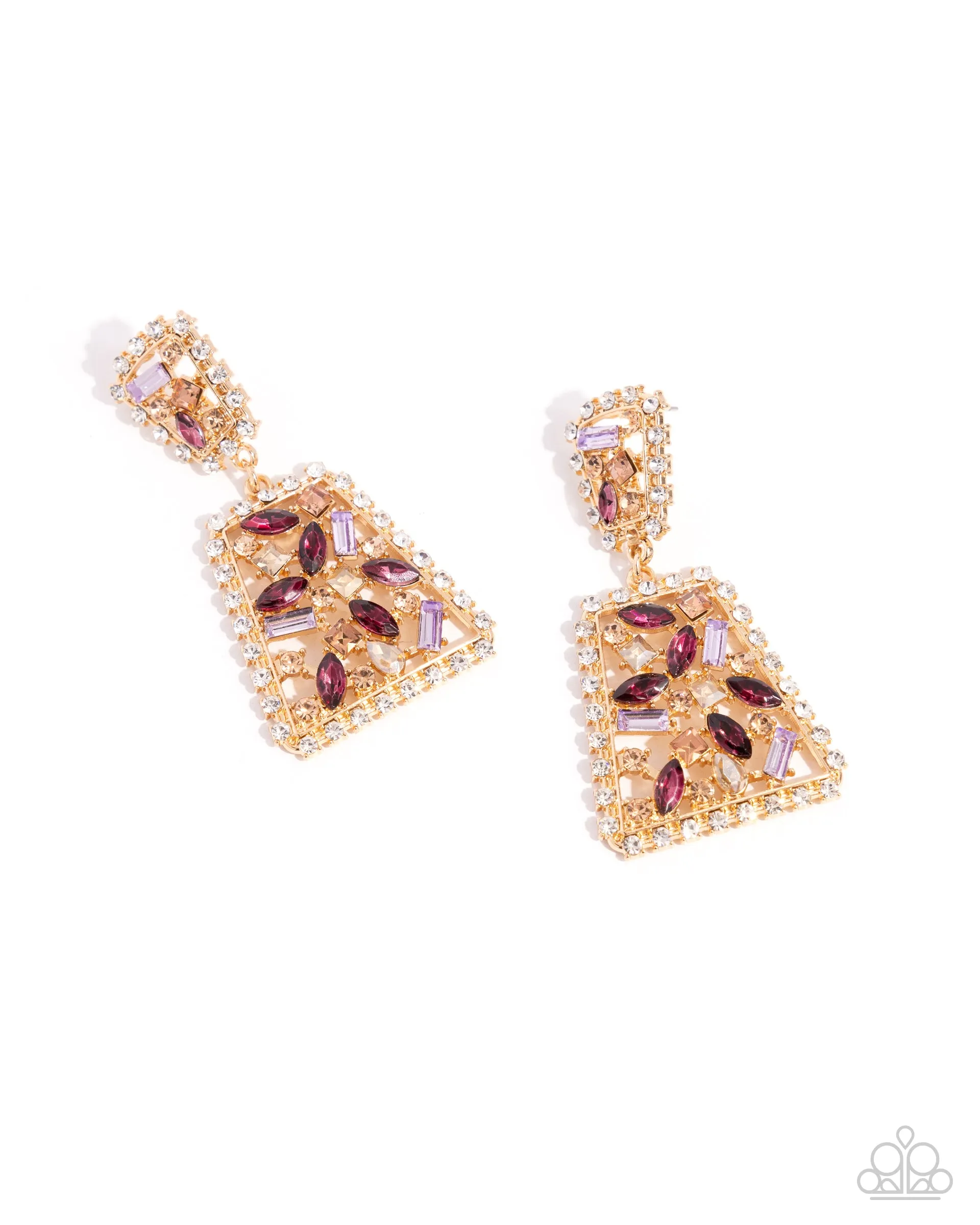 Earrings Glistening Gala - Purple E196
