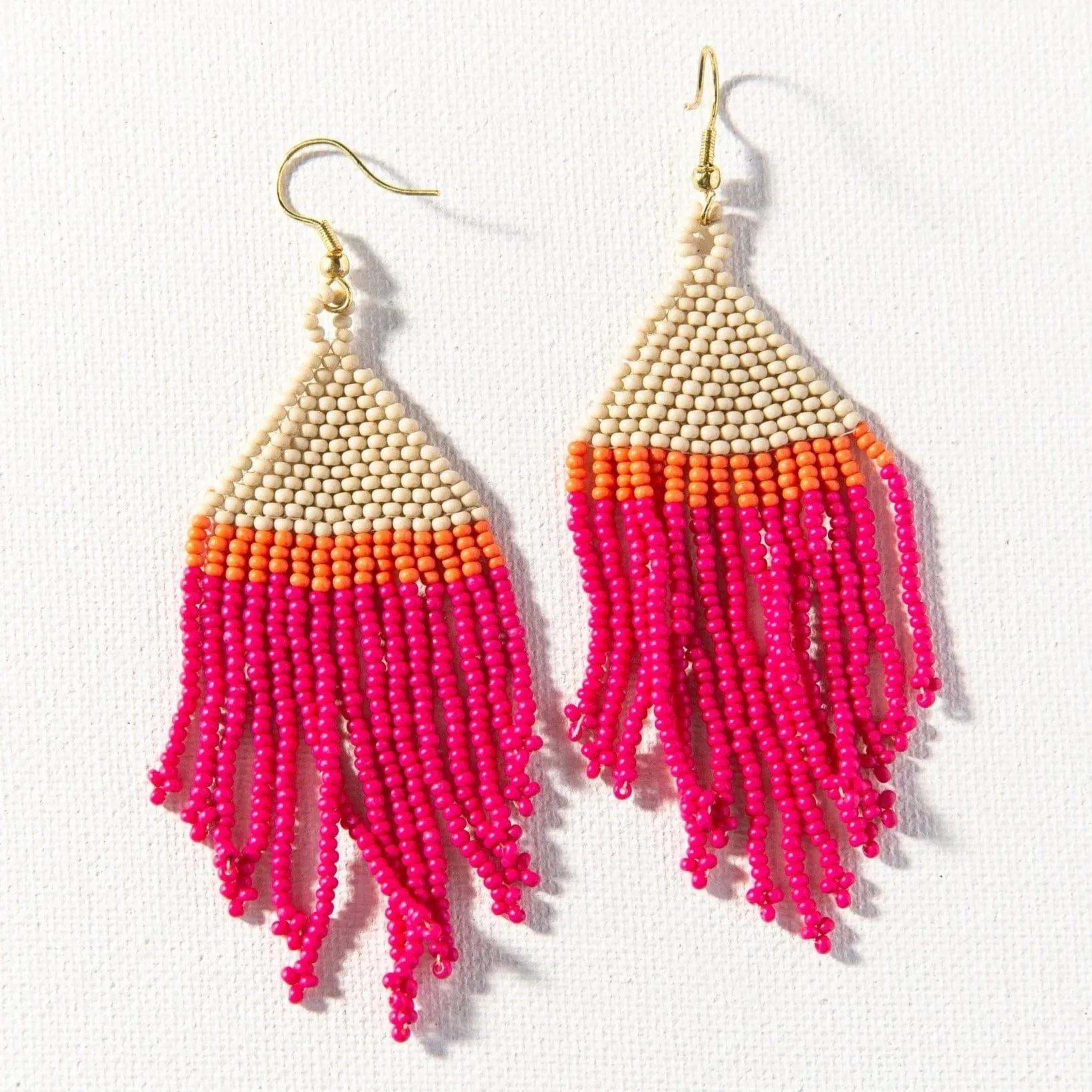Earrings, Seed Bead Stripe Dangle