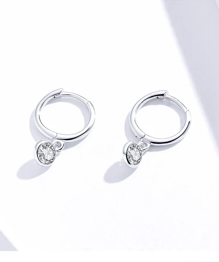 Earrings Zircon Earrings Sterling Silver S925 White Gold Plated Stud Earrings