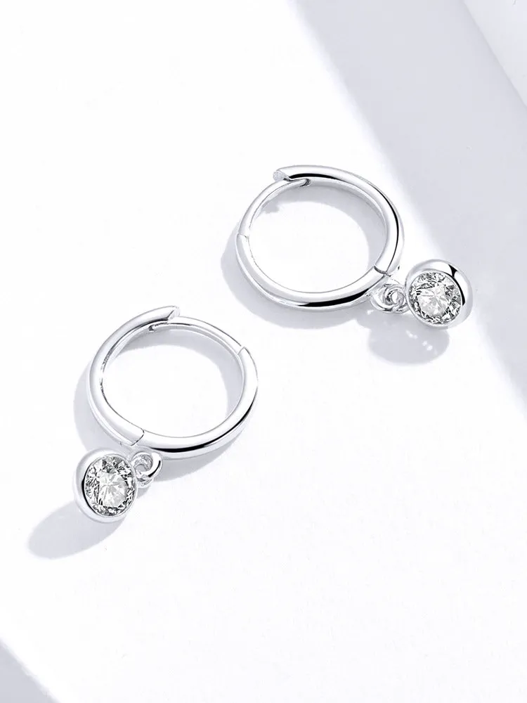 Earrings Zircon Earrings Sterling Silver S925 White Gold Plated Stud Earrings